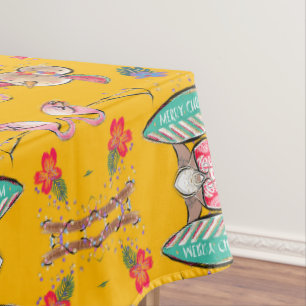 Nappe Père Noël hawaïenne tropicale jaune