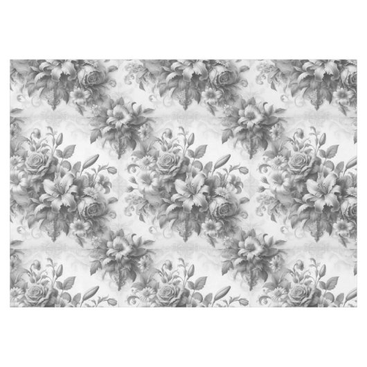 Nappe Perfection florale noire et blanche (Devant (Horizontal))