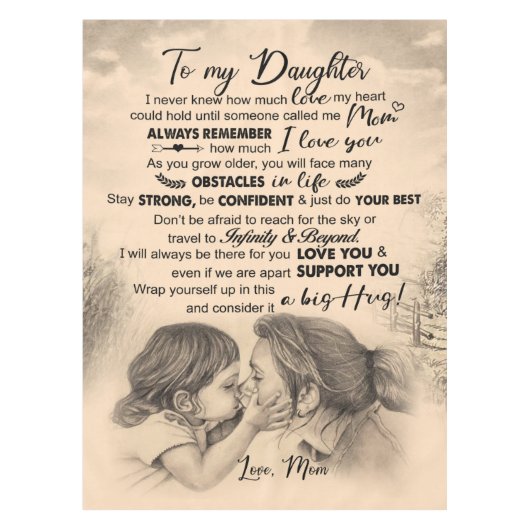 Nappe Personnalisé À Ma Fille, L'Amour De Maman Blanket (Devant)