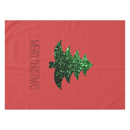Nappe Personnaliser Sparkly sapin vert étincelant rouge (Devant (Horizontal))