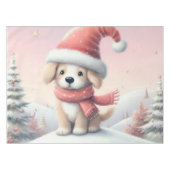 Nappe Petit chiot de Noël en chapeau santa (Devant (Horizontal))