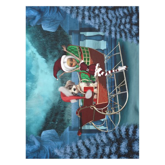 Nappe Petit chiot et elfe de Noël (Devant)