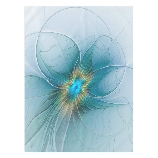 Nappe Petite Beauté Moderne Bleu Or Fractal Art Flower (Devant)
