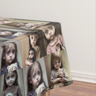Nappe Petites filles avec poupée d'antiquité Déplaisante