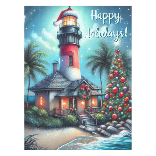 Nappe Phare de Noël Tropical Coureur personnalisé (Devant)