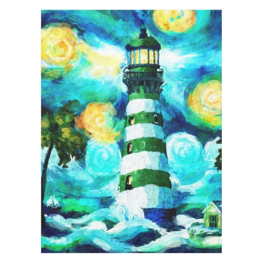 Nappe Phare Tropical & Palm Trees Vert Bleu Turquoise (Devant)