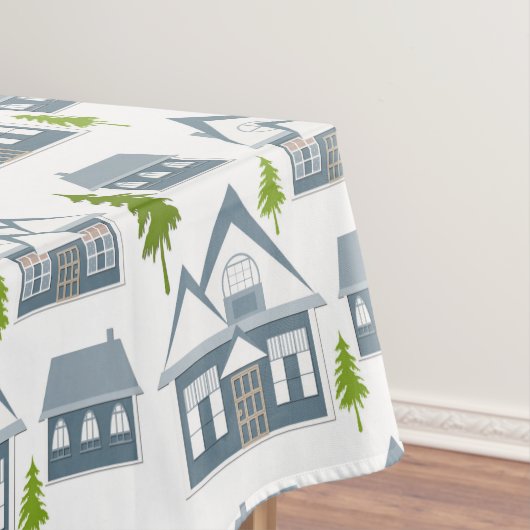 Nappe Photo de Noël hiver gris maisons vertes w (In Situ)