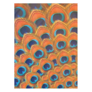 Nappe Pic bleu orange Glam Boho Plumes