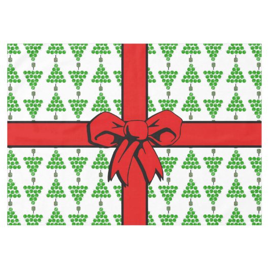 Nappe Pickleball Christmas Trees Tied Up with a Red Bow (Devant (Horizontal))