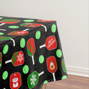 Nappe Pickleball de Noël Rouge Green Paddles Balls Noir