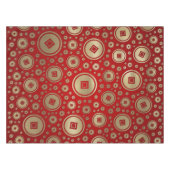 Nappe Pièces chinoises Lucky Gold motif sur rouge (Devant (Horizontal))