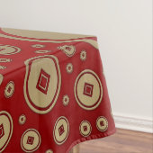Nappe Pièces chinoises Lucky Gold motif sur rouge (In Situ)