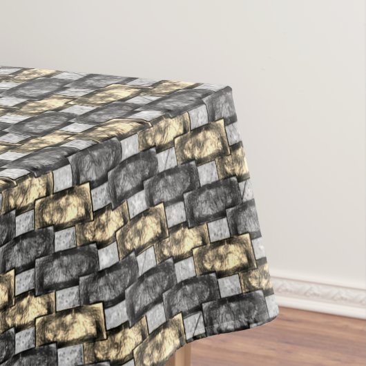 Nappe Pièces rectangulaires dorées grises sculptées et t (In Situ)
