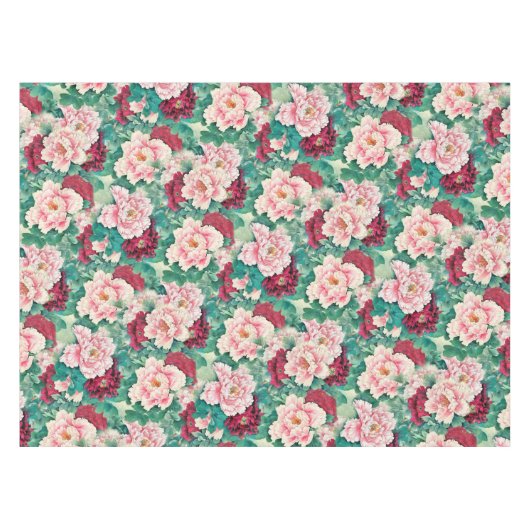 Nappe Pies roses rouges et Motif Feuille vert (Devant (Horizontal))