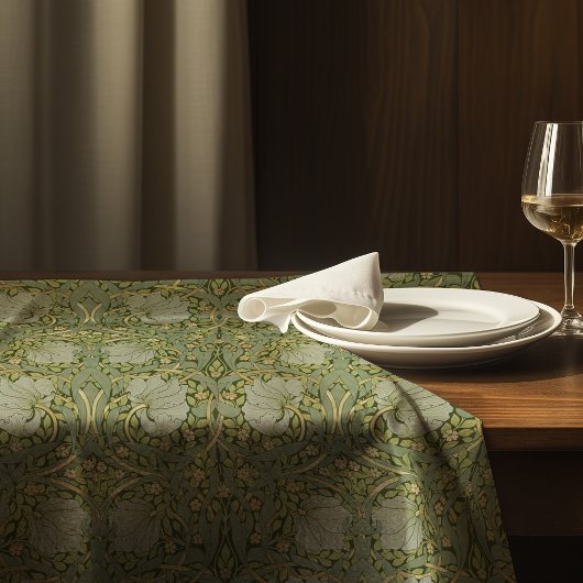 Nappe Pimpernel William Morris Motif d'or vert