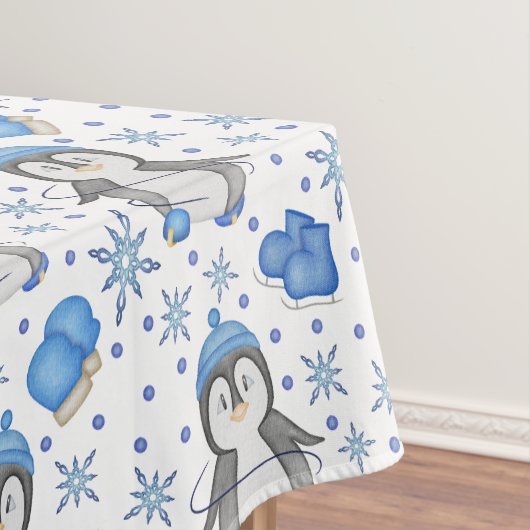 Nappe Pingouin de patinage sur glace de Noël bleu mignon (In Situ)
