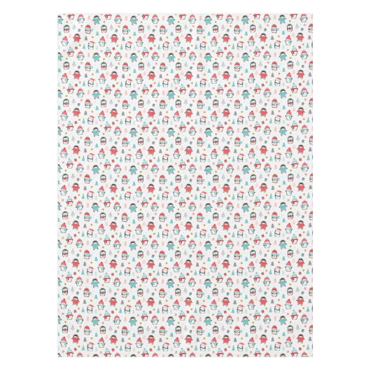 Nappe Pingouins mignons dans la neige. Imprimé en blanc (Devant)