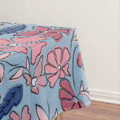 Nappe Pink and Blue Hand Drake Floral Block Print (In Situ)