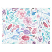 Nappe Pink Turquoise Bleu Ressort Aquarelle Fleurs Motif (Devant (Horizontal))