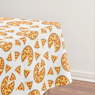 Nappe Pizza et tranches de cool motif sur blanc