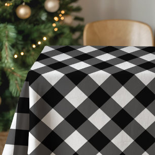 Nappe Plaid Buffalo Noir et Blanc Rustique