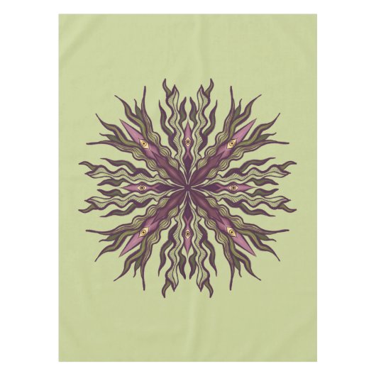 Nappe Plante à œil psychédélique - Mandala botanique sur (Devant)