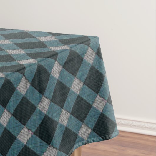 Nappe Plaque bleue croix carrée tartan et relief gris cl (In Situ)