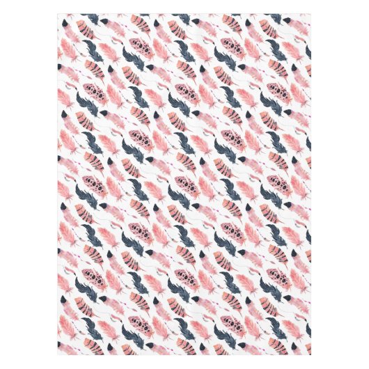 Nappe Plumes rose Boho (Devant)