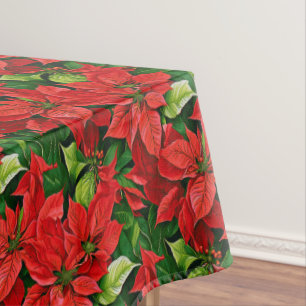 Nappe Poinsettias et feuilles de houx