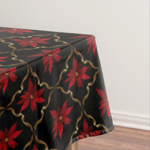 Nappe Poinsettias rouges sur le noir