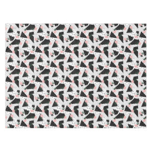 Nappe Points Abstraits modernes et fleurs roses