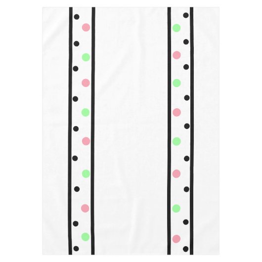 Nappe Points noirs roses et verts sur fond blanc (Devant)