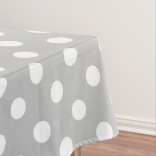 Nappe Pois blancs sur gris cendré