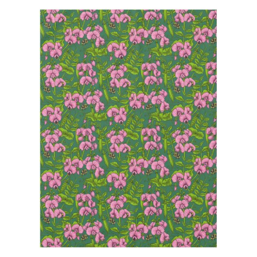 Nappe Pois doux et bourdons, vert et rose (Devant)