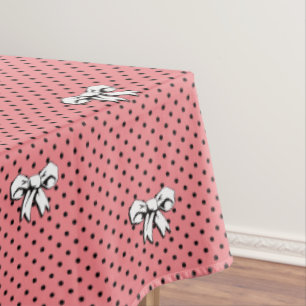 Nappe Pois et vaches rose noir blanc style rétro