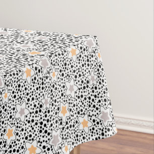Nappe Pois noir et blanc rétro avec étoiles