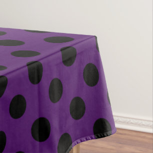 Nappe Pois noirs sur prune violette