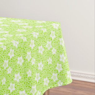 Nappe Pois rétro vert vif avec motif floral