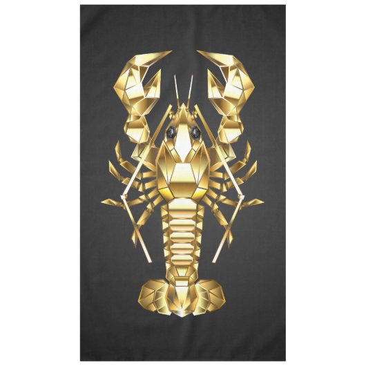 Nappe Poisson à langouste polygonale dorée sur noir (Devant)
