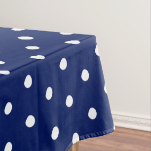 Nappe Polka blanc bleu marine moderne point chic motif