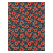 Nappe Poppies, rouge et bleu sur noir (Devant)