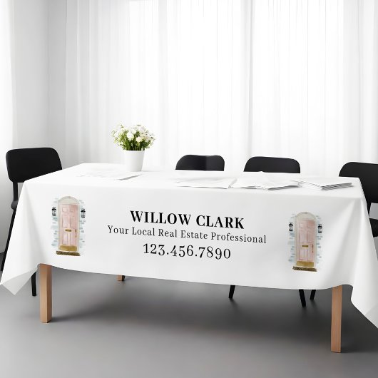 Nappe Porte en aquarelle rose Agent immobilier