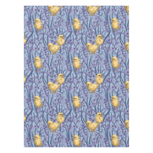 Nappe Poulets et hyacinthes bleu ciel (Devant)