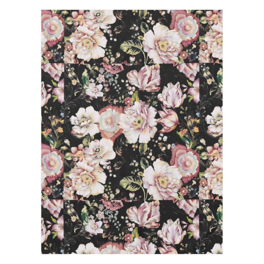 Nappe Preppy bohème pays girly chic noir floral (Devant)