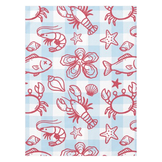 Nappe Preppy Coastal Seafood Gingham Kitchen Decor (Devant)