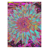 Nappe Psychédélique Turquoise Bleu Abstrait Dahlia décor (Devant)