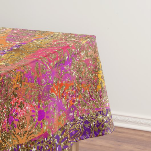 Nappe Purple Orange Paisley Gold Mariage damassé (In Situ)