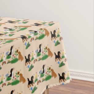 Nappe Quatre Espagnols Cavaliers dans un champ de fleurs
