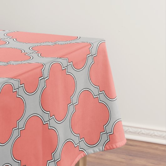 Nappe Quatrefoil corail et gris (In Situ)