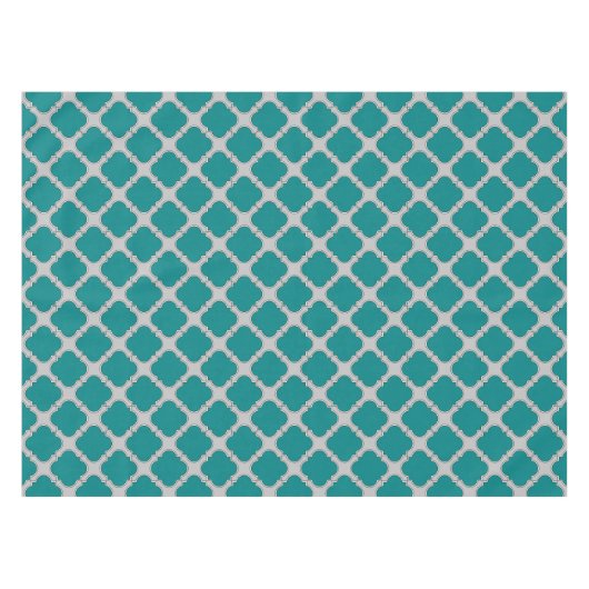 Nappe Quatrefoil turquoise et gris (Devant (Horizontal))